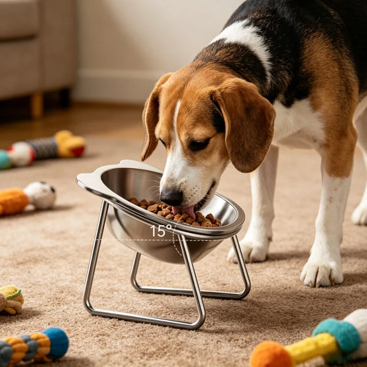Dog Bowl 15° Tilted Elevated 304 Stainless - ProPawPet.com