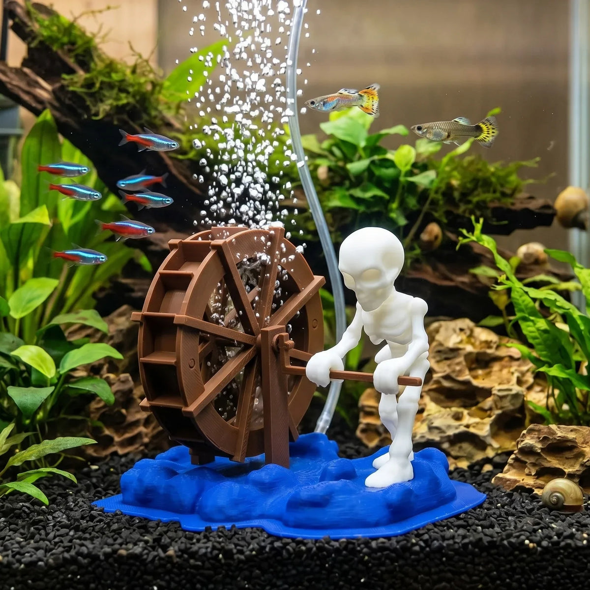 Air Driven Fish Tank Skeleton Ornament 3D - ProPawPet.com