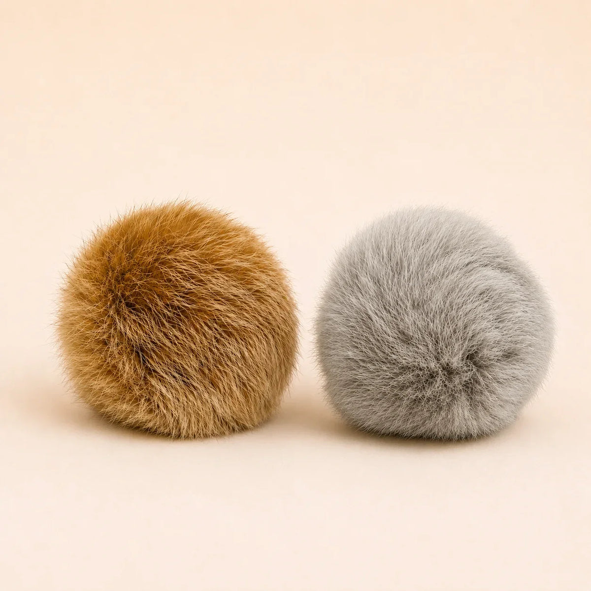 2 Natural Rabbit Fur Ball Cat Plaything