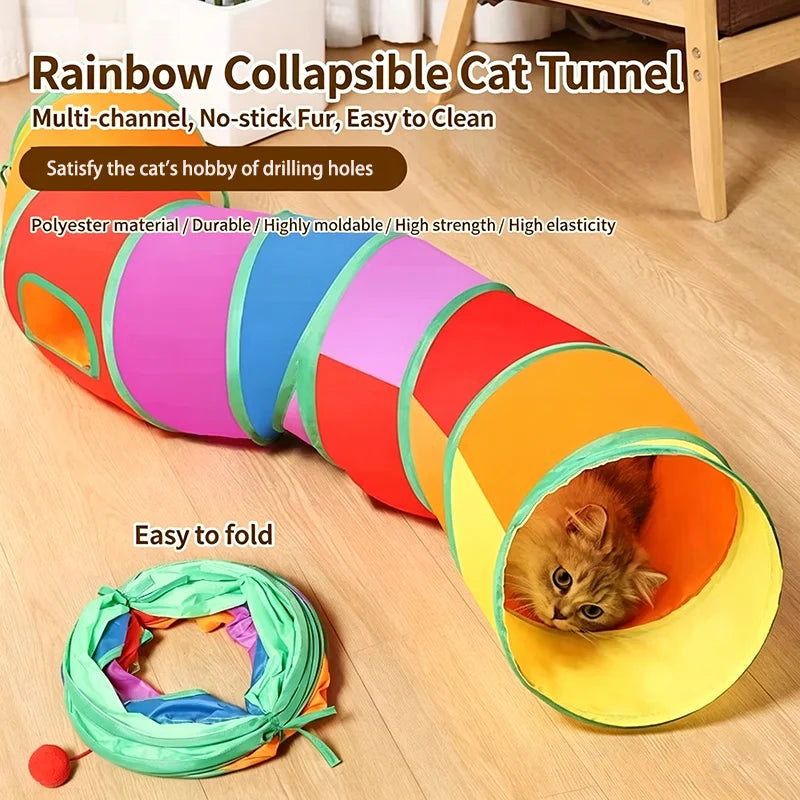 Collapsible Pet Cat Rainbow Tunnel - ProPawPet.com
