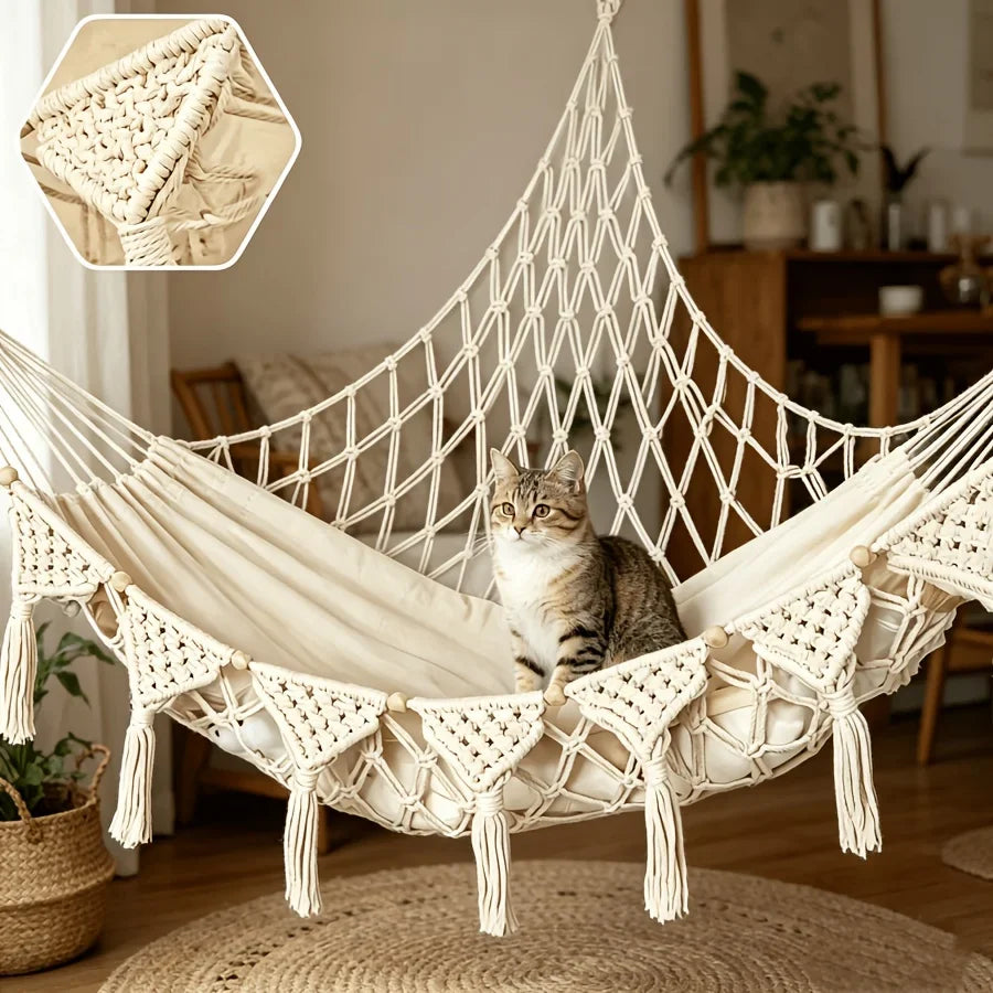 Hand Woven Vinyl Cat Hammock Wall Hanging - ProPawPet.com