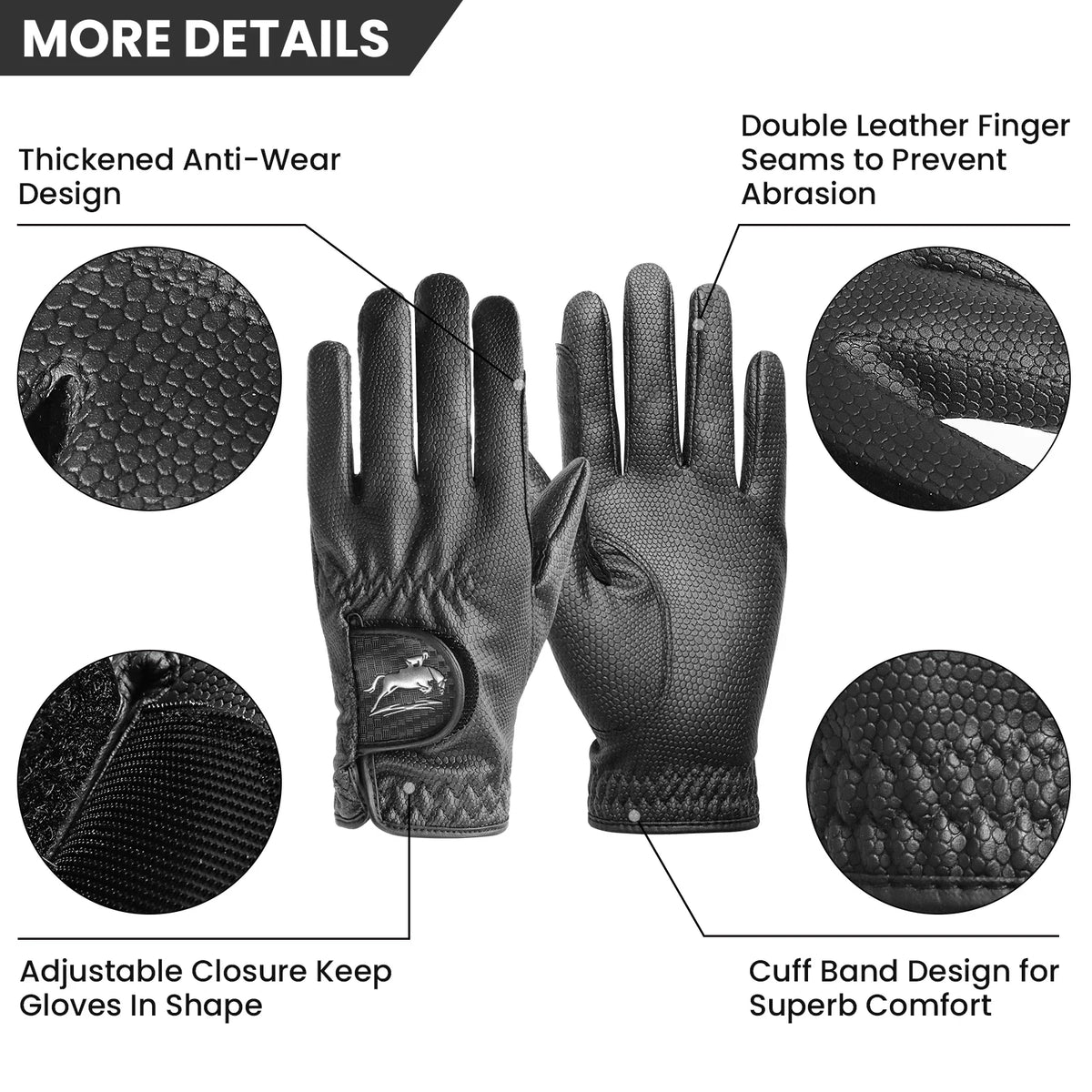 Kids PU Leather Grip Horse Riding Gloves 1 - ProPawPet.com