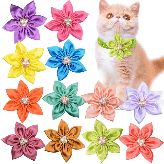 50/100pcs Flower-Collar Slidable Dog Bow Tie - ProPawPet.com