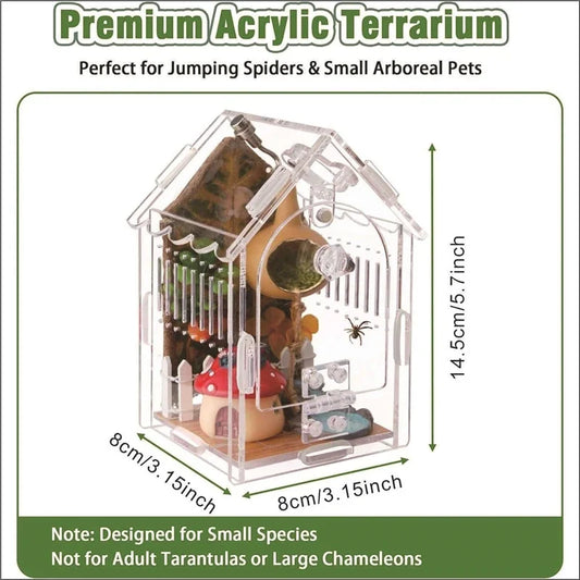 Acrylic Mini Pet Terrarium for Jumping Spider Hermit Crab