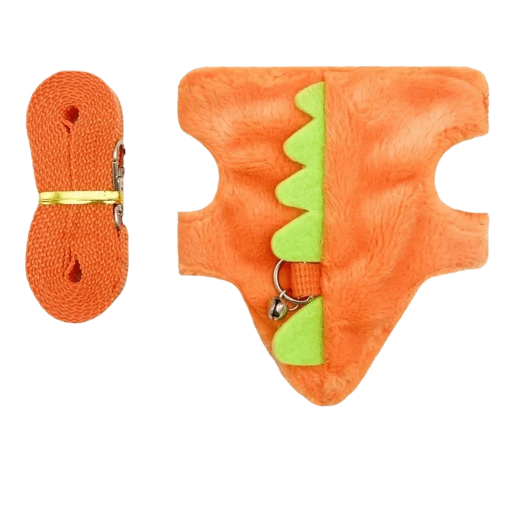 Adjustable Ferret Vest Harness with Bell Dinosaur Shape for Small Pets