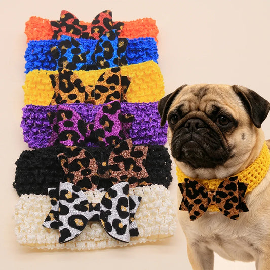 30/50PCS Glitter Leopard Bow Pet Collar - ProPawPet.com