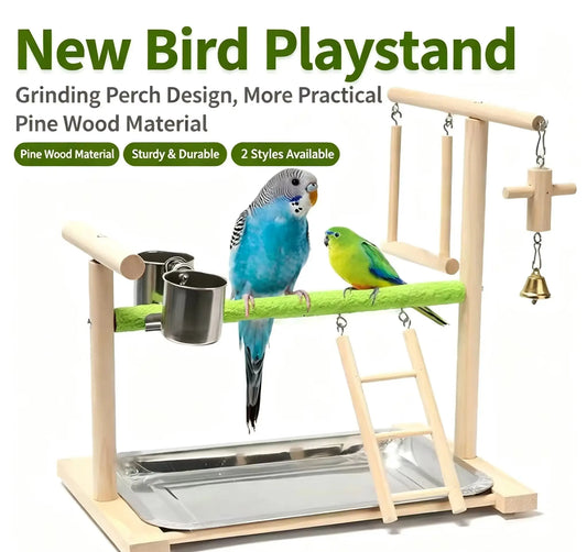 Solid Wood Parrot Playstand, All-in-One Bird - ProPawPet.com