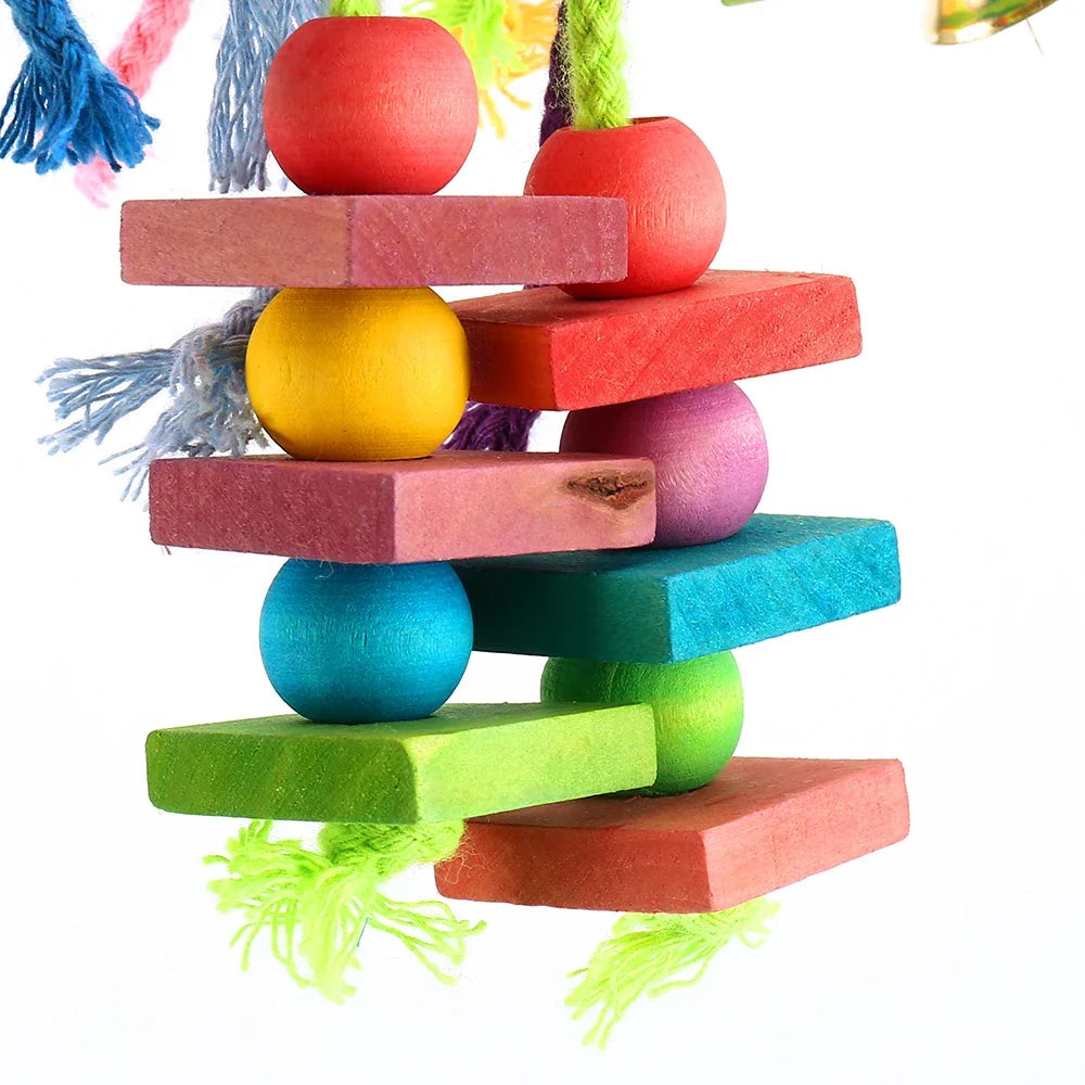 Wood Parrot Bird Toys Hanging Rope Pet - ProPawPet.com