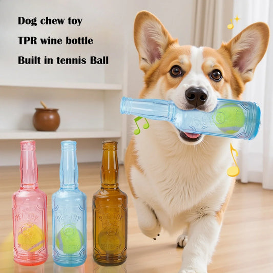Dog Chew Toy Squeaky Silicone Beer Bottle - ProPawPet.com