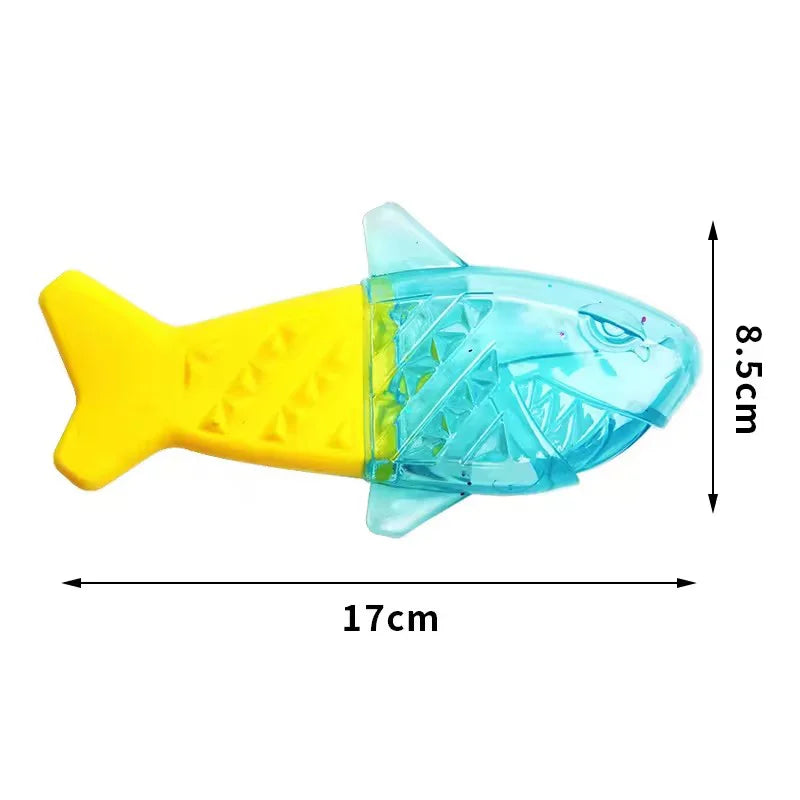 TPR Fish Bone Dog Chew Toy Water Filled Frozen Cooling – 2 Colors