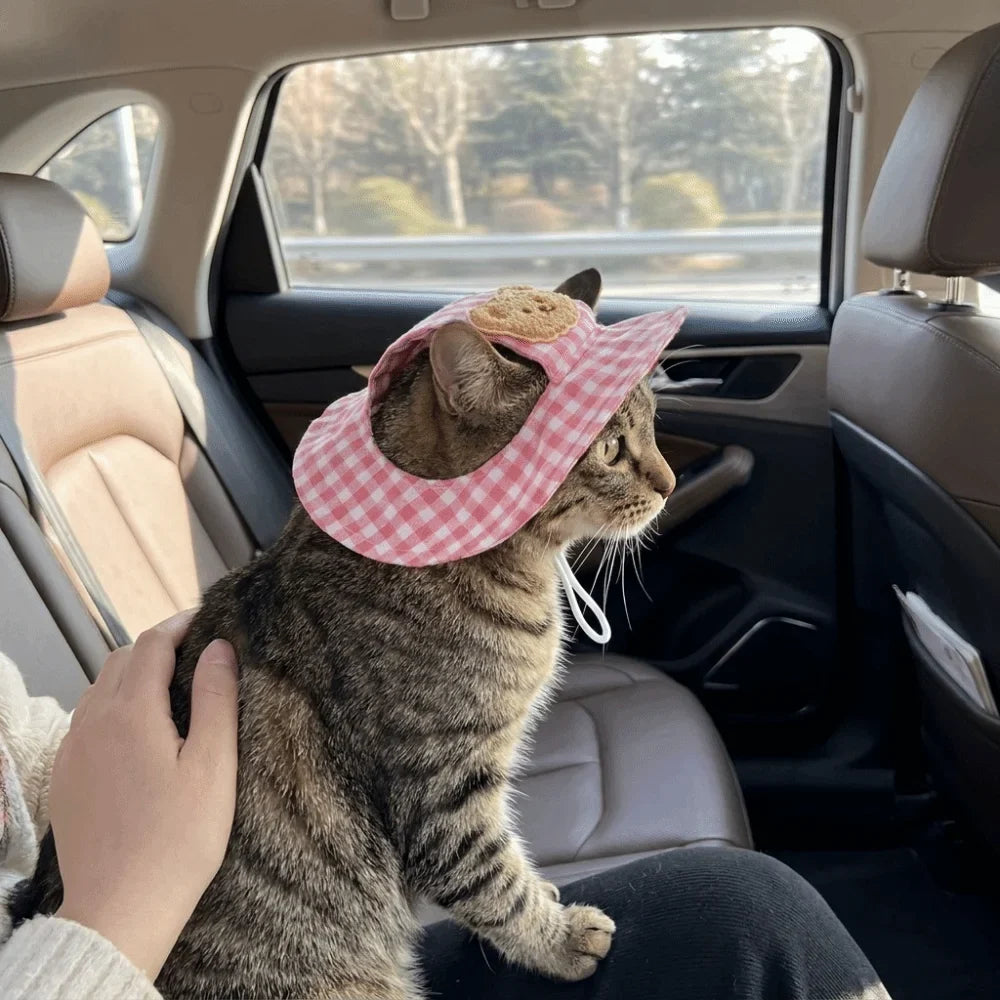 Breathable Pet Bucket Hat Adjustable Plaid - ProPawPet.com