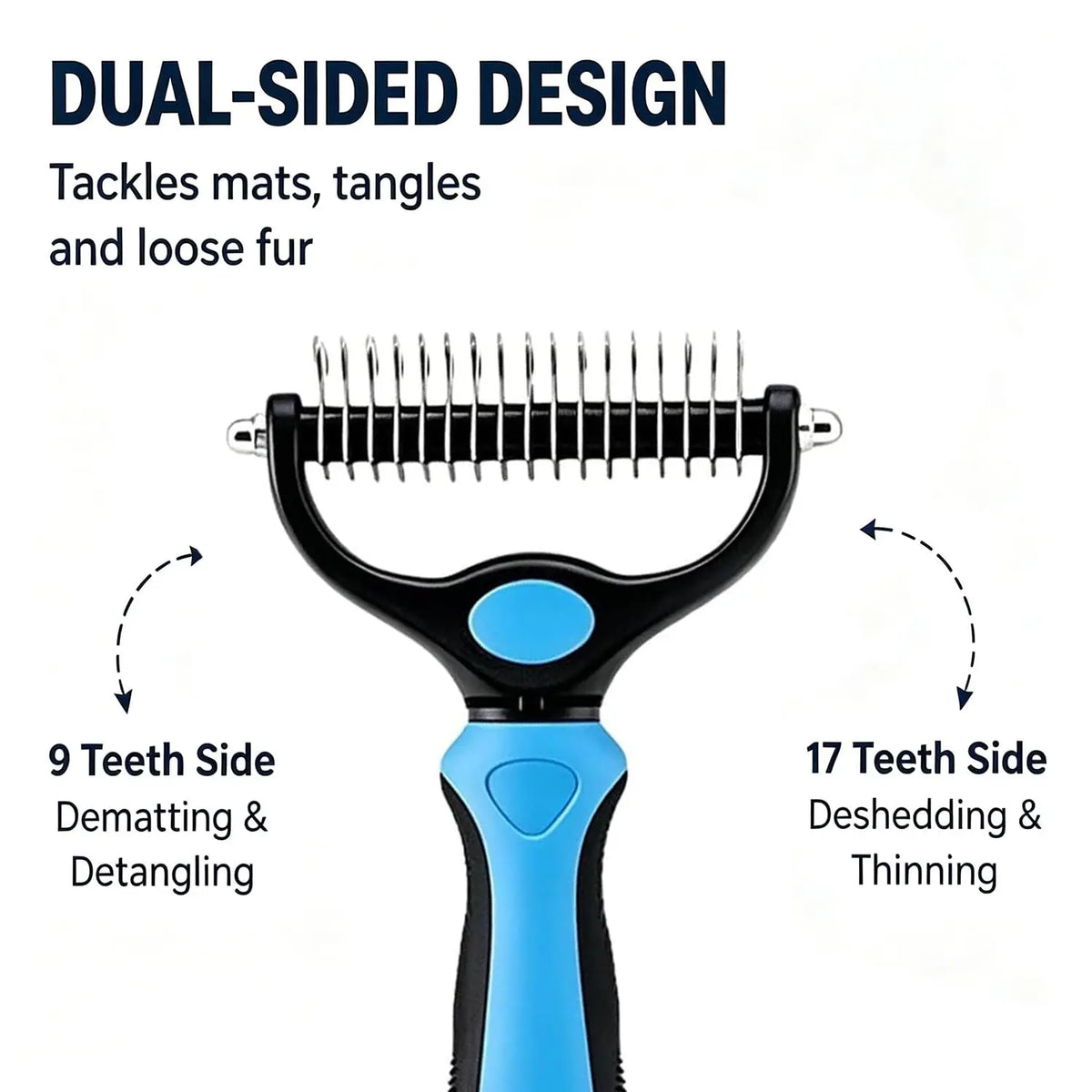 Pet hair removal comb, 2-in-1 double-sided - ProPawPet.com