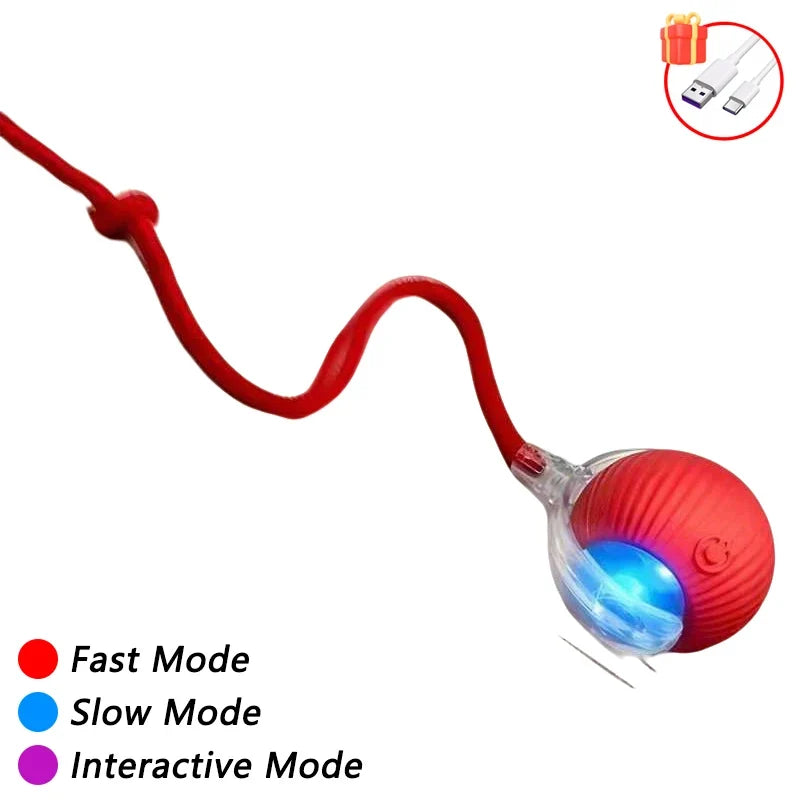 Rechargeable Auto Interactive Cat Ball with Faux Tail Wireless – 5 Colors