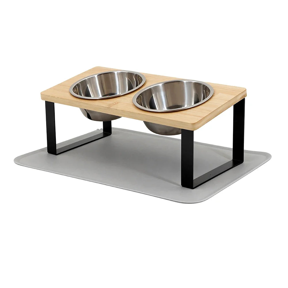 Elevated Cat Bowls with Food Mat 15° Tilted Stand – Cat Supplies