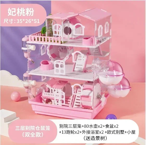 2 3 Layer Acrylic Hamster Cage – 6 Colors