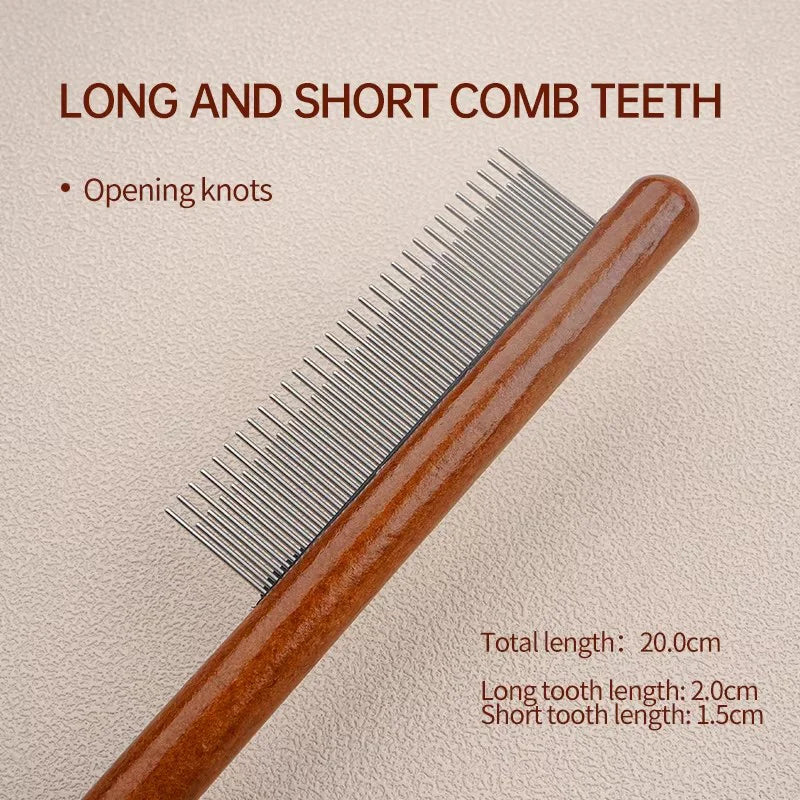 Solid Wood Handle Pet Pin Brush Dog Grooming Comb – 4 Colors