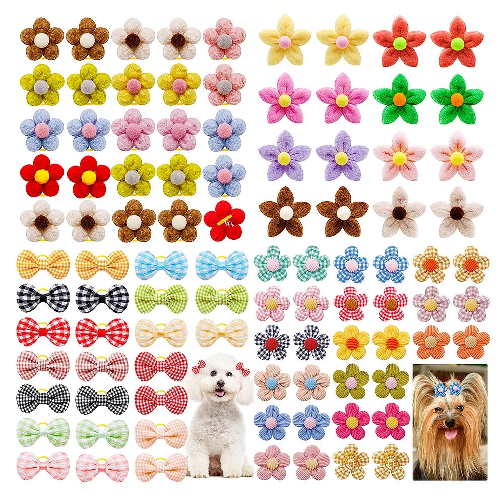 10/20pcs Flower Shape Dog Hair Bows Dog Bow - ProPawPet.com