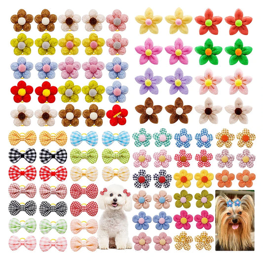 10/20pcs Flower Shape Dog Hair Bows Dog Bow - ProPawPet.com