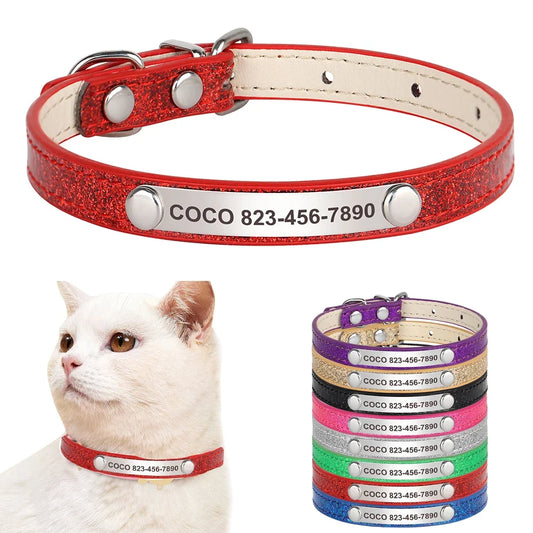 Custom Cat Collar Bling Leather Pet Cat - ProPawPet.com