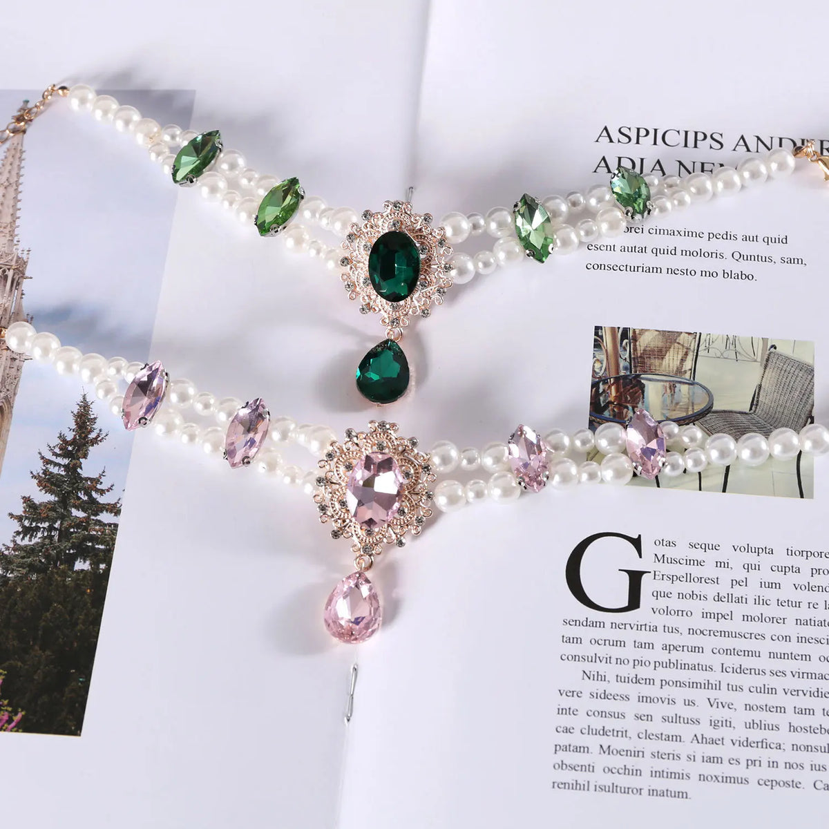 Dog Cat Pearl Necklace Crystal Gemstone - ProPawPet.com