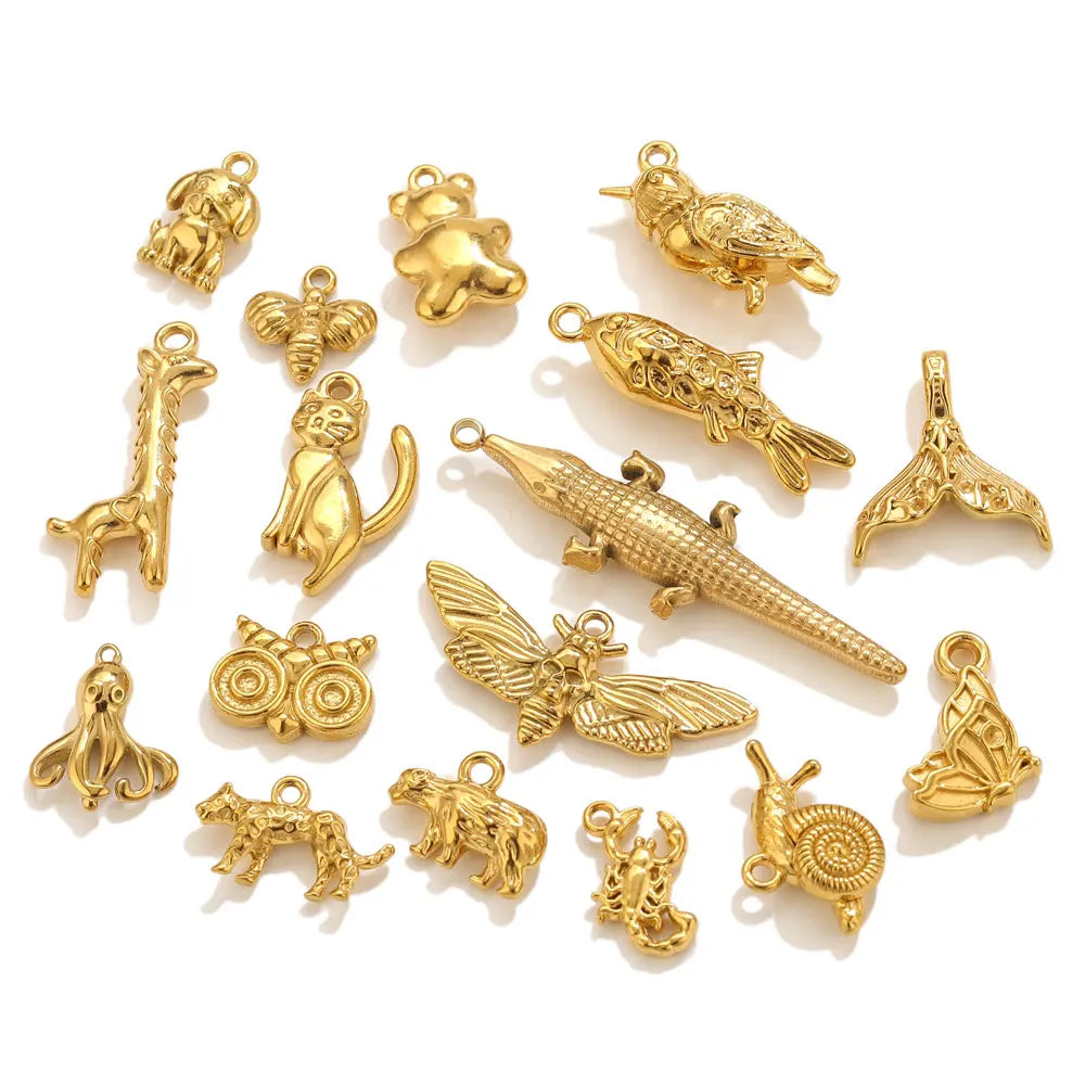 5pcs Stainle Steel Gold Animal Charms For - ProPawPet.com