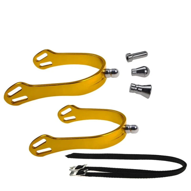 Aluminum Alloy Horse Spurs 4 Replaceable Heads Equestrian – 6 Colors