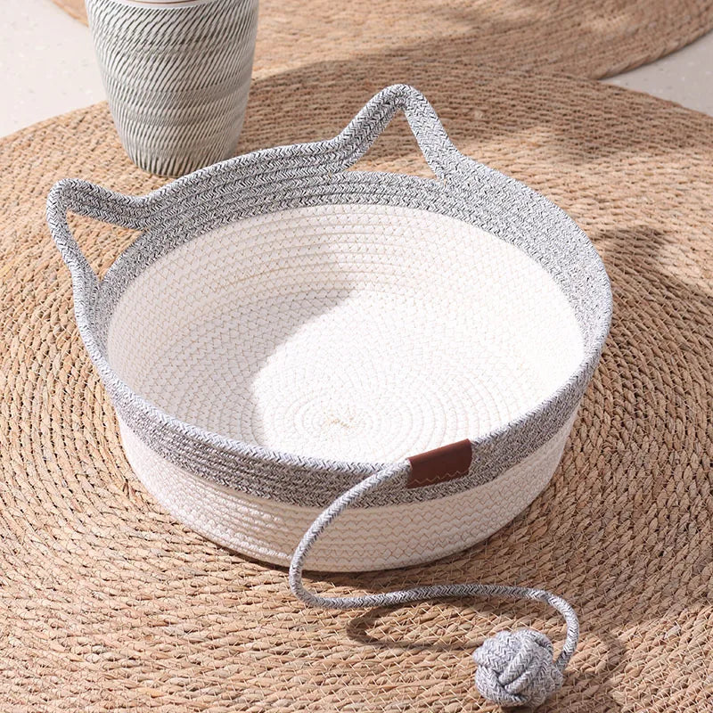 35/40/46cm Handwoven Cotton Rope Cat Basket - ProPawPet.com