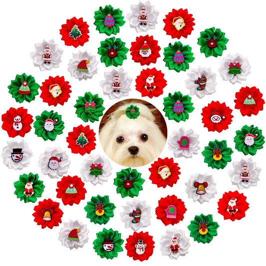 10PCS Puppy Bows Flower With Rubber Bands - ProPawPet.com