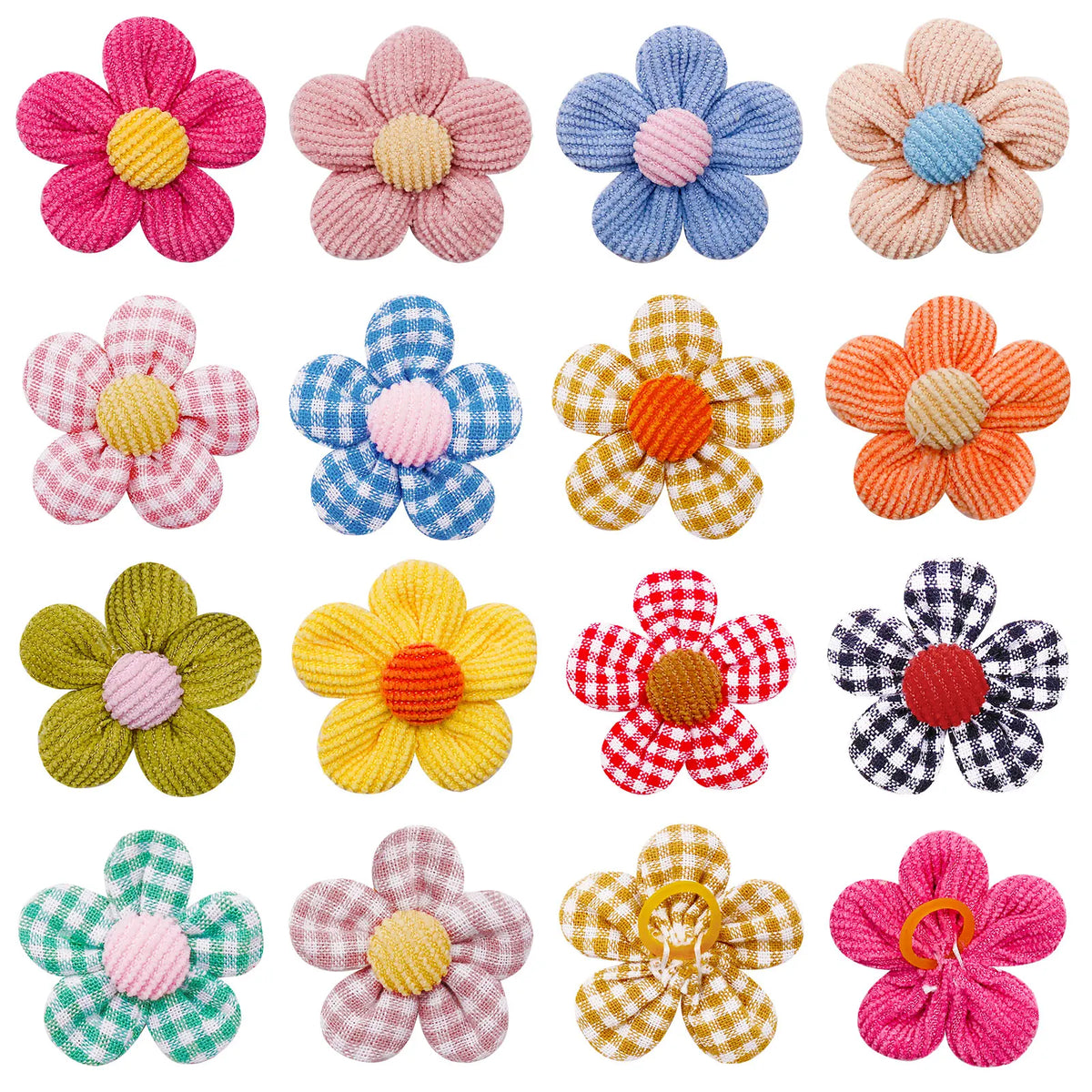 Rubber 10 Flower Shape Dog Hair Bows Grooming Plaid Pure Mix – Dog Supplies