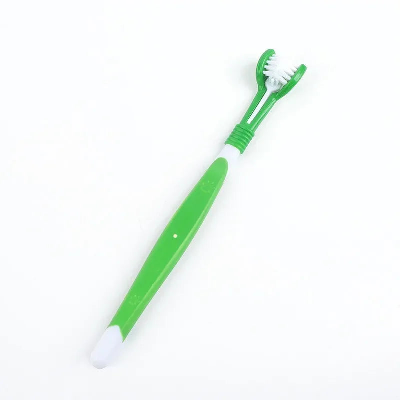 Three Sided Pet Toothbrush Multi Angle Dental Care Kit, Portable