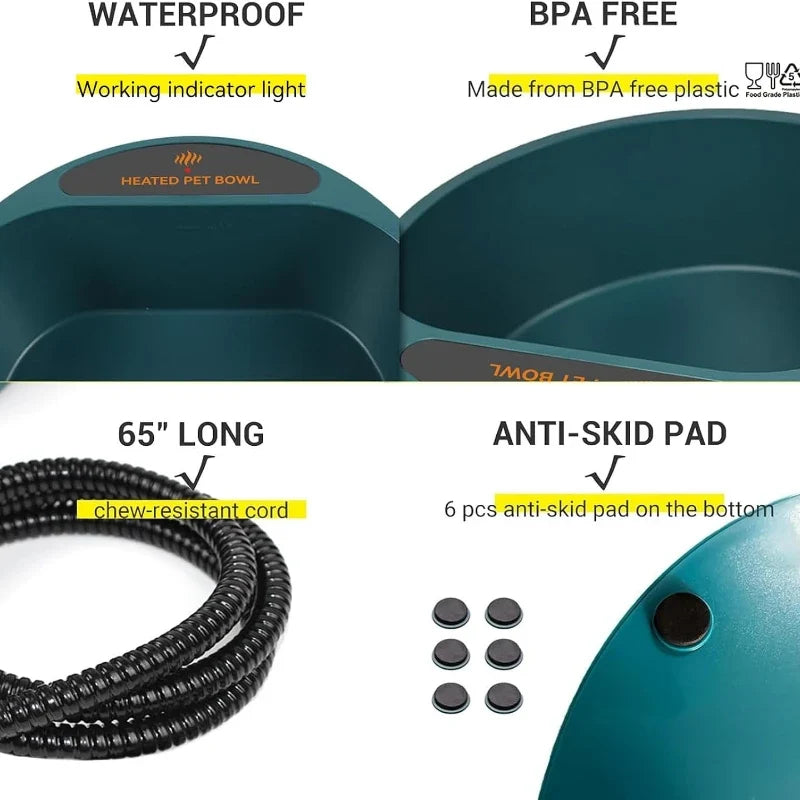 2.2l Heated Dog Dish, Provides No Freeze Water Pet Heater – photo 4