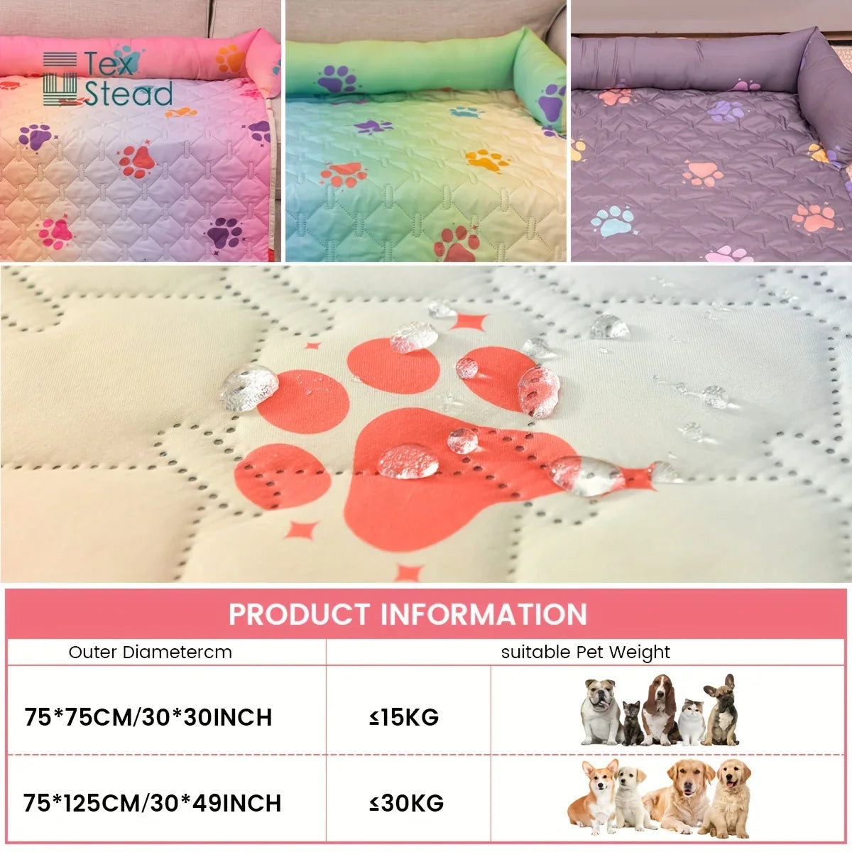 Reversible Rainbow Check Pet Bed with - ProPawPet.com