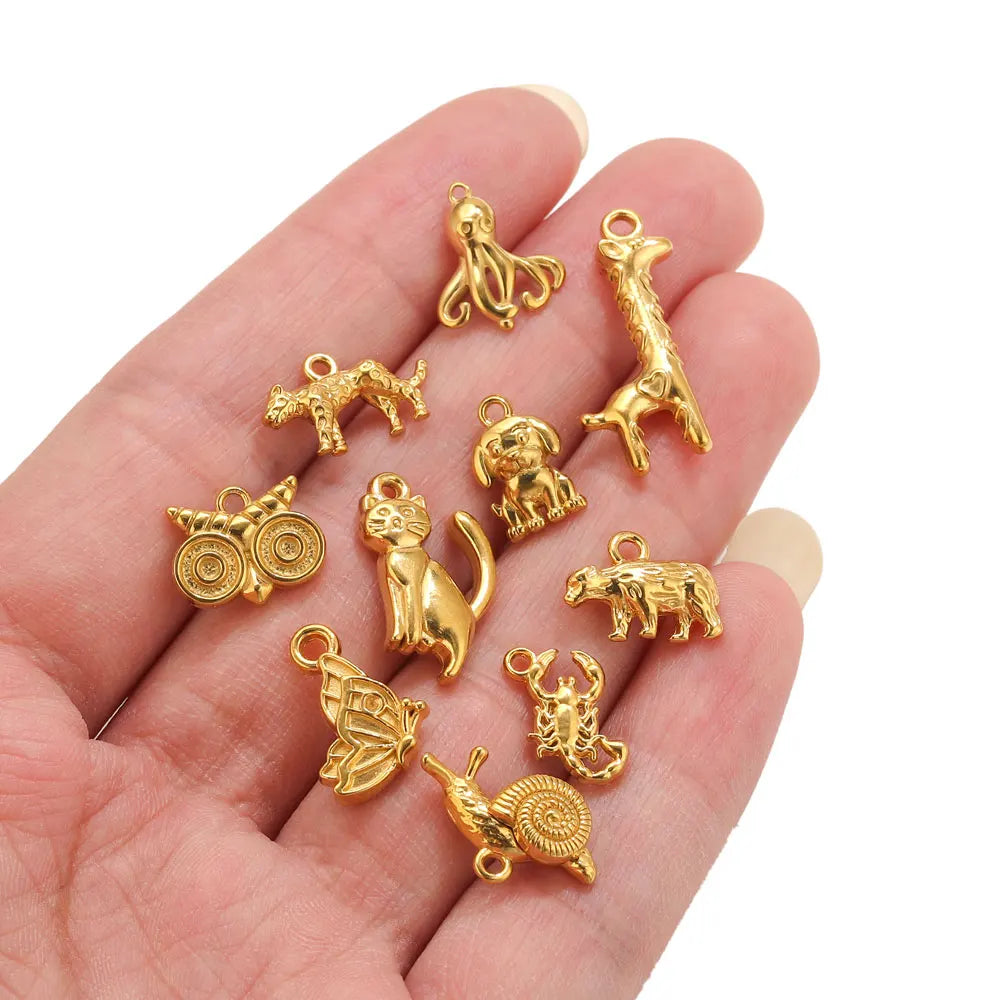 5pcs Stainle Steel Gold Animal Charms For - ProPawPet.com