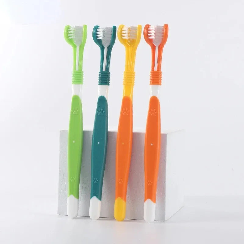 Colorful 3 Sided Dog Toothbrush Set – Dog Supplies