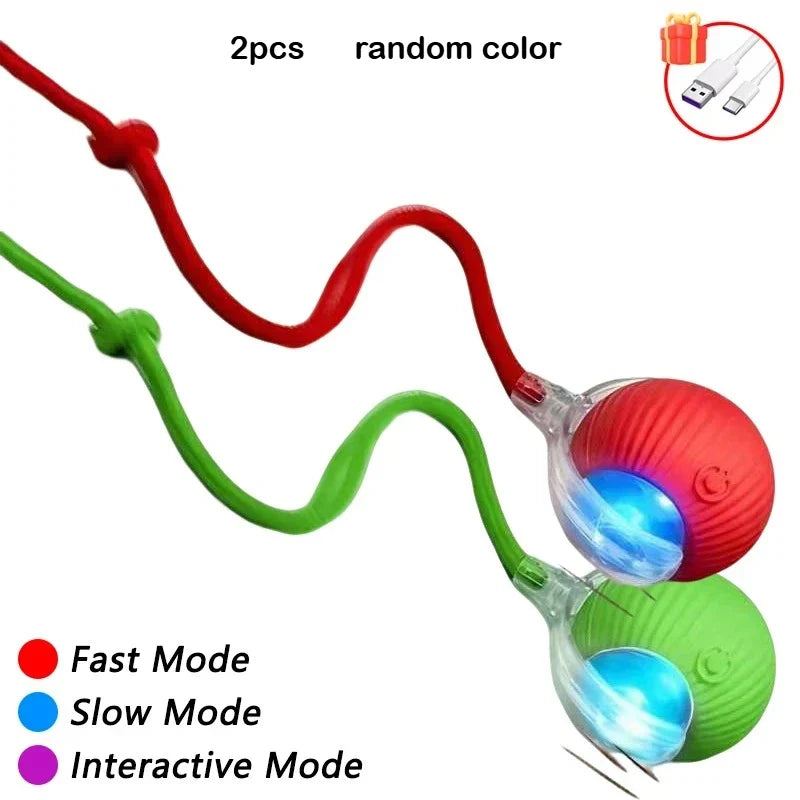 Rechargeable Auto Interactive Cat Ball with Faux Tail Wireless – 5 Colors
