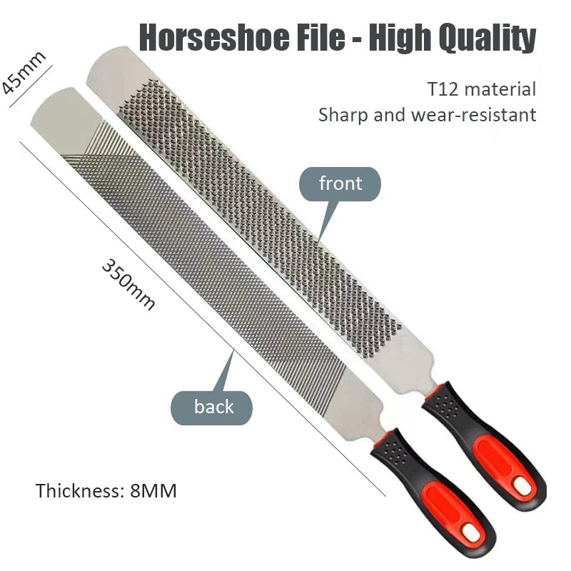 Wood Horseshoe File Anti-slip Handle Double Side Carbon Steel Hoof