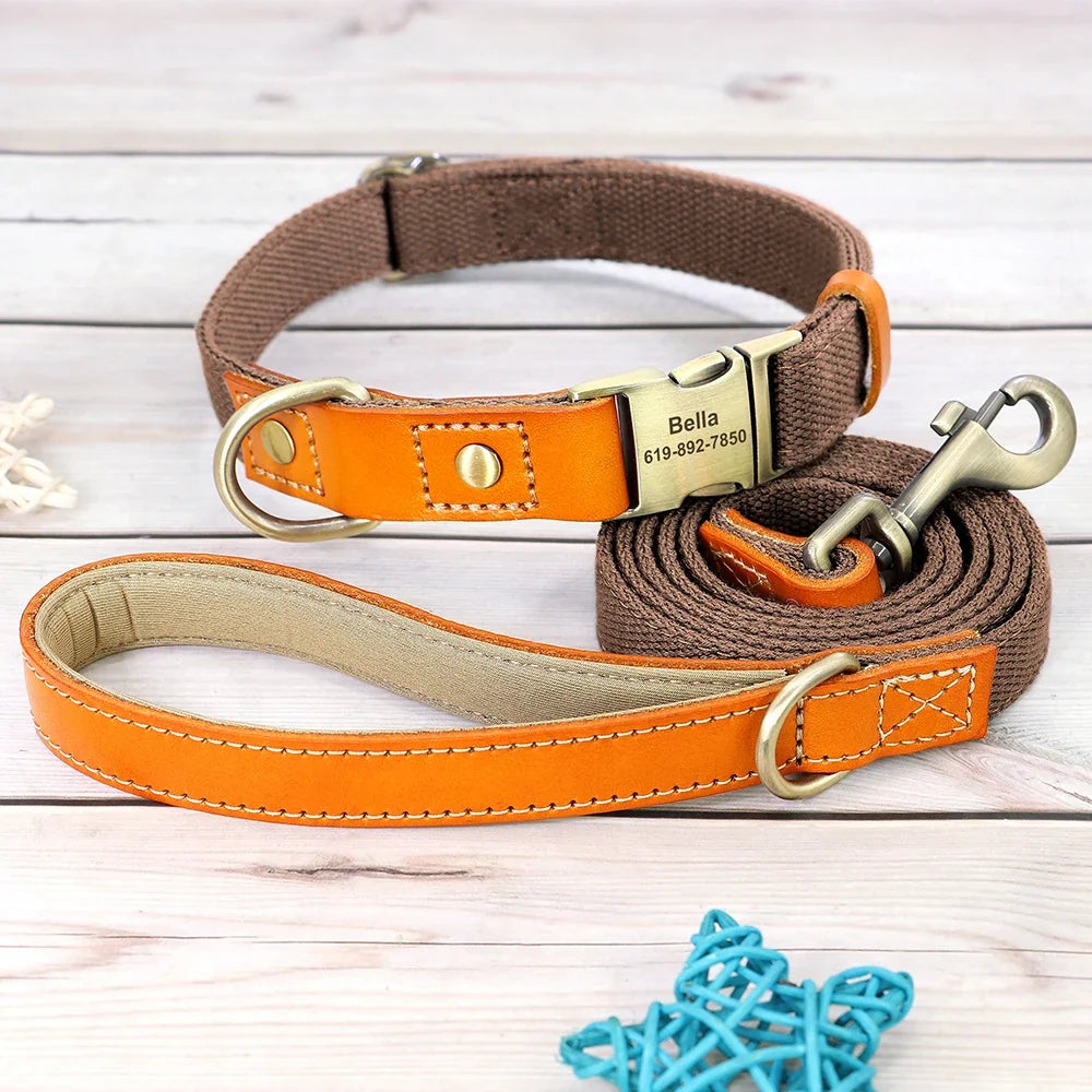 Nylon Custom Dog Puppy Collar Leash Set - ProPawPet.com