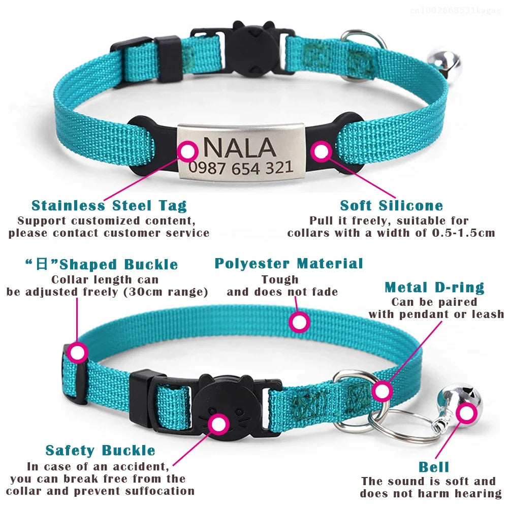 Personalized Cat Collar with Bell Safety - ProPawPet.com