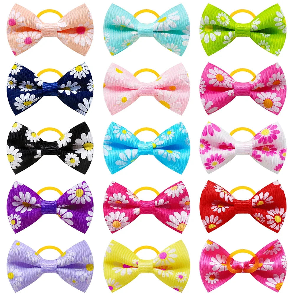 Rubber Flower Print Small Dog Hair Bows Cat Bowknot – Dog Supplies