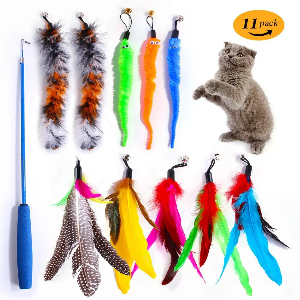11pcs Replacement Cat Feather Toy Set - ProPawPet.com