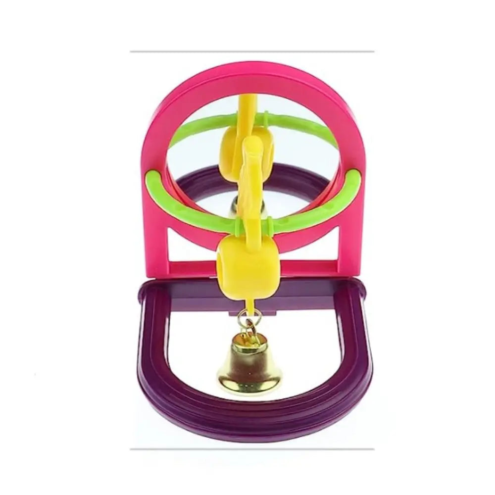 Random Color Parrot Bell Plaything with Mirror Hanging Plastic Bird
