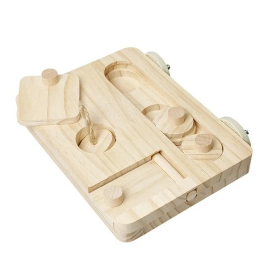 Wooden Bird Foraging Puzzle Hanging Chew Resistant Pet Food