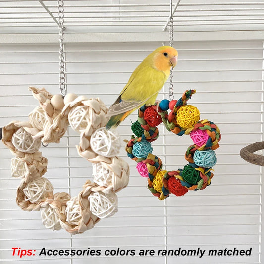 1pc Rattan Ball Round-shaped Bird Swing Toy - ProPawPet.com