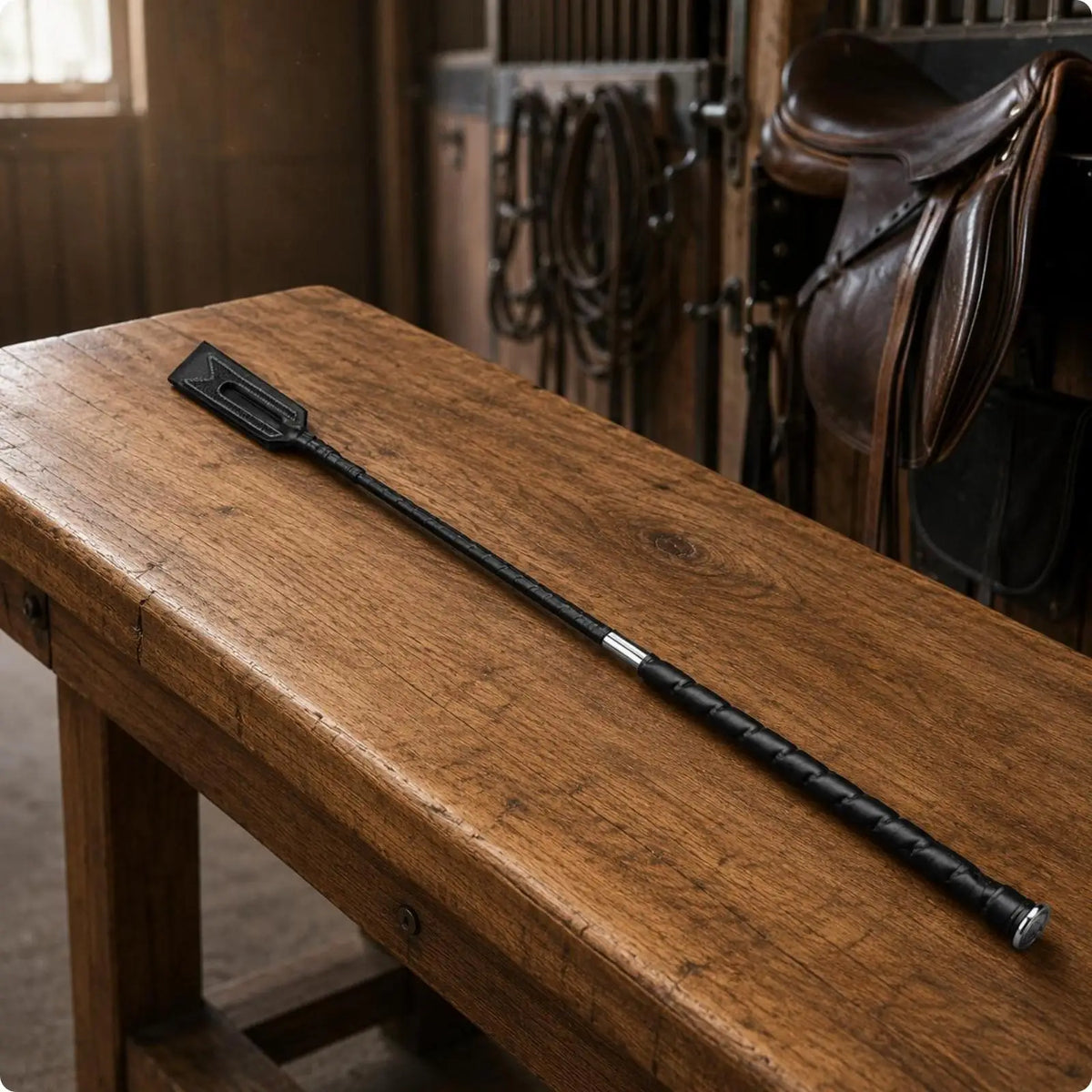 Alloy Head Equestrian Riding Whip Non Slip Grip Horse Crop – 2 Colors