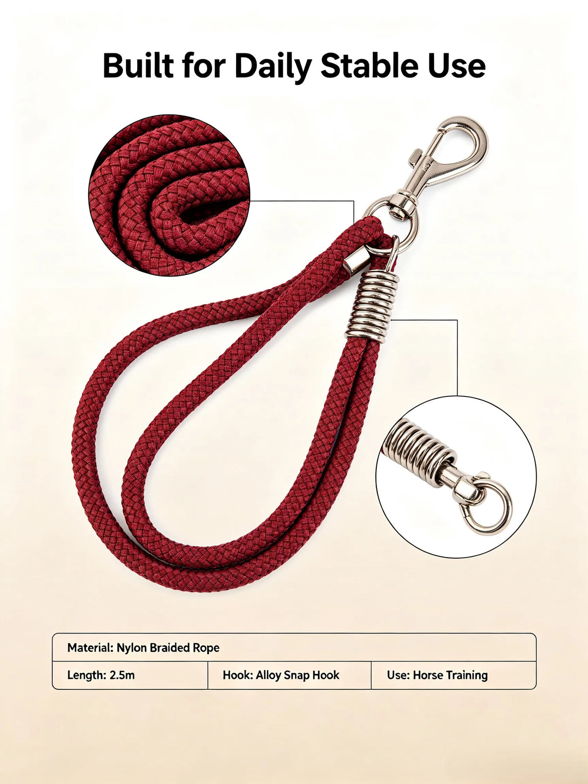 Horse Lead Rope 2.5m Nylon Braided Lead Line - ProPawPet.com