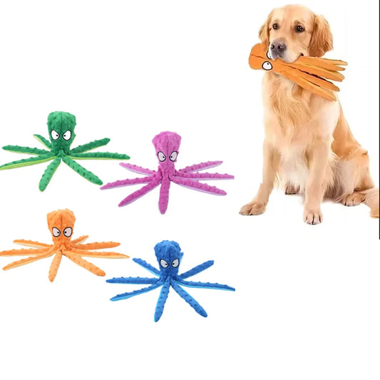 Pet Plush Toy Dog Squeak Octopus Shell Puzzle, Interactive