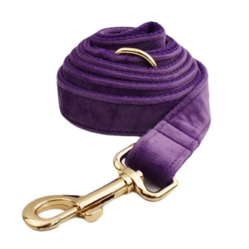 Purple Velvet Dog Collar And Leash Set For - ProPawPet.com