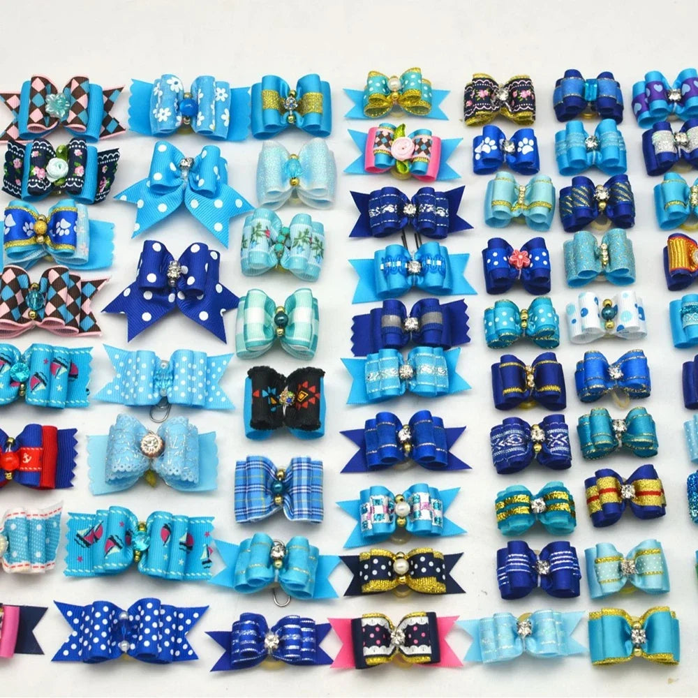 50/100pcs Handmade Pet Dog Bow Diamond Pearl - ProPawPet.com