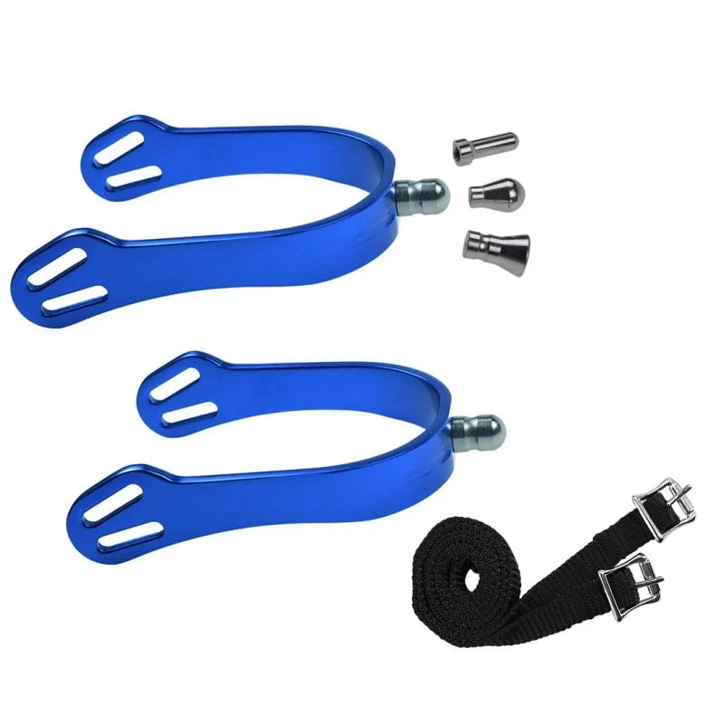 Aluminum Alloy Horse Spurs 4 Replaceable Heads Equestrian – 6 Colors