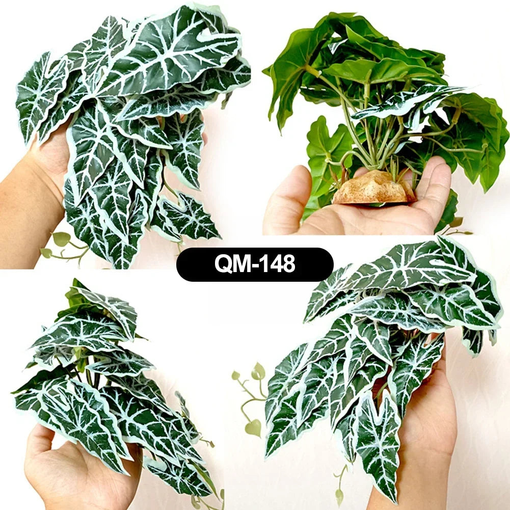 Large Leaf Artificial Plant Stable Base Vivarium Decor for Horses